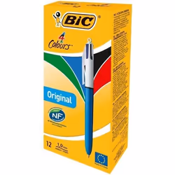 BIC 4 Colours, Clip, Stylo à bille rétractable avec clip, Rechargeable, Noir, Bleu, Vert, Rouge, 1 pièce(s), Moyen