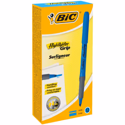 BIC Highlighter Grip, 12 pièce(s), Bleu, Pointe biseautée, Bleu, Rond, 1,6 mm