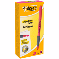 BIC Highlighter Grip, 12 pièce(s), Rose, Pointe biseautée, Rose, Rond, 1,6 mm