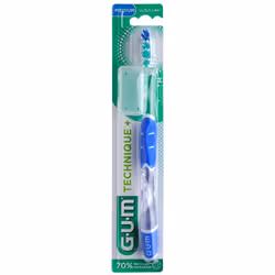 Brosse à dents - GUM - Technique+ Compacte Medium - Manche Quad-Grip - Angle de 45° - Hygiène buccodentaire