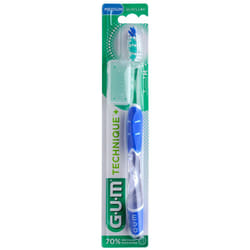Brosse à dents - GUM - Technique+ Compacte Medium - Manche Quad-Grip - Angle de 45° - Hygiène buccodentaire