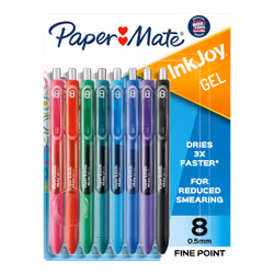 Papermate Inkjoy, Stylos rétractables à encre gel, Couleurs assorties, Couleurs assorties, Fin, Rond, Ambidextre