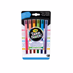 Crayola 6 marqueurs-stylos Take Note!, Bleu, Vert, Orange, Rose, Rouge, Violet, Multicolore, 6 couleurs, 0,4 mm, Garçon/Fille ...