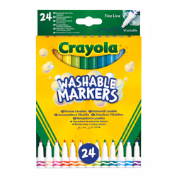 Crayola 24 Feutres pointe fine, 24 couleurs, Multicolore, Multicolore, Rond, Malaisie, 3 an(s)