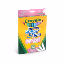 Crayola 12 Feutres lavables Super Pointes Teintes pastel, 12 couleurs, Multicolore, Pastel, Rond, Adultes et enfants, CE, 3 a ...