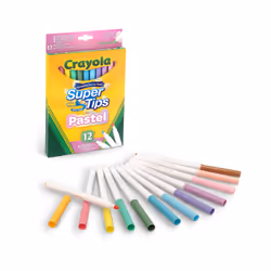 Crayola 12 Feutres lavables Super Pointes Teintes pastel