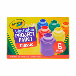Crayola Washable Project Paint, Bleu, Vert, Orange, Rouge, Violet, Jaune, Peinture à l'eau, Liquide, 59 ml, 6 pièce(s)