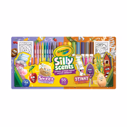 Crayola Coffret de coloriage Silly Scents, Garçon/Fille, Feutres inclus, Kit d'images à colorier, Crayons gras inclus