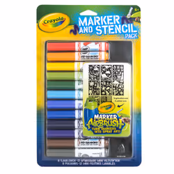 Crayola Kit de feutres & pochoirs bleu, Multicolore, Multicolore, 12 couleurs, 12 an(s), 6 an(s), Enfant