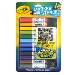 Crayola Kit de feutres & pochoirs bleu