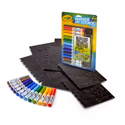 Crayola Kit de feutres & pochoirs bleu