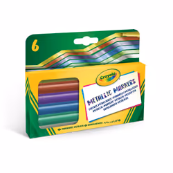 Crayola 6 feutres métallisés, 6 couleurs, Métallique, Multicolore, Rond, Adultes et enfants, CE, 3 an(s)