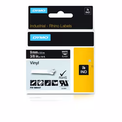 DYMO Étiquettes en vinyle IND, Blanc sur noir, Multicolore, Vinyl, -40 - 80 °C, UL 969, DYMO