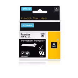 DYMO Polyester Permanent IND, Noir sur blanc, Multicolore, Polyester, -40 - 150 °C, UL 969, DYMO