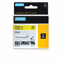 DYMO Étiquettes en vinyle IND, Noir sur jaune, Multicolore, Vinyl, -40 - 80 °C, UL 969, DYMO
