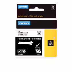 DYMO Polyester Permanent IND, Noir sur blanc, Multicolore, Polyester, -40 - 150 °C, UL 969, DYMO