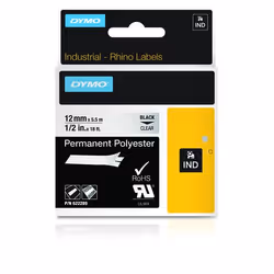 DYMO Polyester Permanent IND, Noir sur transparent, Multicolore, Polyester, -40 - 150 °C, UL 969, DYMO