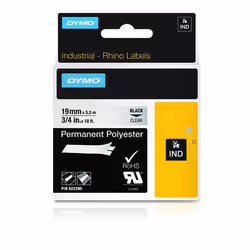 DYMO Polyester Permanent IND, Noir sur transparent, Multicolore, Polyester, -40 - 150 °C, UL 969, DYMO