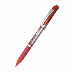 Pentel EnerGel Xm, Stylos à encre gel avec bouchon, Rouge, Rouge, Argent, Plastique, Caoutchouc, Fin, Ambidextre