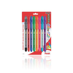 Pentel BK91CRBP8M stylo à bille Noir, Bleu, Vert, Bleu clair, Orange, Rose, Rouge, Violet 8 pièce(s)