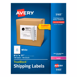 Avery 5165, Blanc, Imprimante d'étiquette adhésive, Laser, Permanent, Rectangle, 27,9 cm