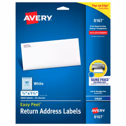 Avery 8167, Blanc, Etiquette auto-adhésive, Jet d'encre, Permanent, Rectangle, 4,45 cm