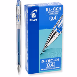 Pilot G-Tec-C, Stylos à encre gel avec bouchon, Bleu, Transparent, Extra-fin, Rond, 0,4 mm