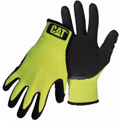 GANTS CAT017418 EN DÉTAILS Coquille en polyester haute visibilité de qualité supérieure Paume et doigts enduits de latex text ...