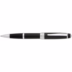 Cross Bailey, Stylo à bille retractable par rotation, Noir, Noir, Chrome, Vernis, Moyen, Ambidextre