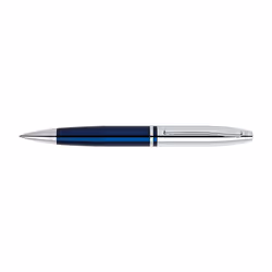 Cross Calais Chrome/Bleu, Clip, Stylo à bille rétractable par rotation, Noir, Moyen