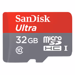 SanDisk microSDHC Ultra 32GB, 32 Go, MicroSDHC, Classe 10, UHS-I, 80 Mo/s, Gris, Rouge