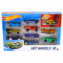 Hot Wheels Coffret 10 Vehicules, Ensemble de véhicules, 3 an(s), Métal, Plastique, Couleurs assorties