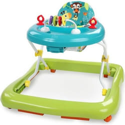 BRIGHT STARTS Trotteur bébé pliable- Safari- Jouets interactifs Hauteur Réglable Cadeau Noel bébé 6M+