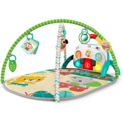 BRIGHT STARTS Tapis deveil 4 en 1 Groovin KicksTM Piano + Drum Kick Gym, Evolutif, Musique Sons et Lumiere,5 jouets