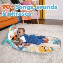 BRIGHT STARTS Tapis deveil 4 en 1 Groovin KicksTM Piano + Drum Kick Gym, Evolutif, Musique Sons et Lumiere,5 jouets