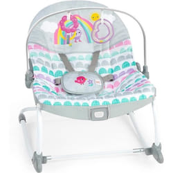 BRIGHT STARTS Transat bébé évolutif Arc-en-Ciel rose Vibrations apaisantes 2 positions dinclinaison jusquà 30 mois
