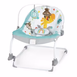 BRIGHT STARTS Transat bébé évolutif Arc-en Ciel bleu Vibrations apaisantes 2 positions dinclinaison 0M + jusquà 18 kg
