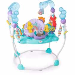 DISNEY BABY Aire d'éveil bébé multi-jouets interactifs, siege a rebonds, pivotant 360° - Ariel - 10 jouets Disney amovibles,