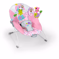BRIGHT STARTS Transat bébé Animaux -rose Vibrations apaisantes Arche déveil avec jouets interactifs