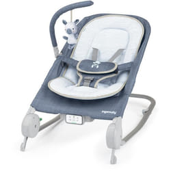 INGENUITY Transat à bascule bébé massage ventre Happy belly - Chambray fixe ou à bascule Pliage ultra-compact + sac de rangement