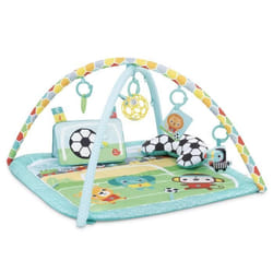 BRIGHT STARTS Tapis d'Eveil Football, Arche de jeu avec jouets Oball détachables, Musique et Lumieres, Dimensions : 47 x 74 x 7