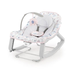 INGENUITY Transat bébé bascule évolutif 3-en-1 Keep Cozy -Burst- 3 Positions: arche avec jouets peluches amovible jusquà 18 kg