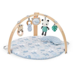 INGENUITY Tapis déveil bébé pliable Cosy Spot Elephantcoussin reversible arche de jeux en bois mirroir et jouets sensoriels bébé