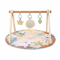INGENUITY Tapis déveil bébé pliable WonderWood rond avec arche de jeux en bois mirroir et jouets bébé