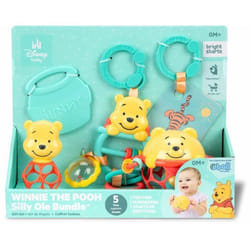 DISNEY BABY -WINNIE- Coffret cadeau de naissance bébé 5 jouets dont 1 de dentition Winnie et O ball hochet et attache poussette