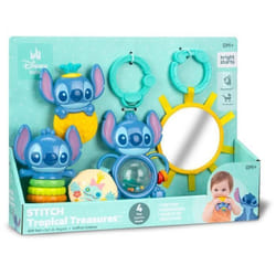 DISNEY BABY - STITCH - Coffret Cadeau Naissance​ Bapteme- 4 jouets bébé  Hochet Anneau de dentition Jouets multisensoriels