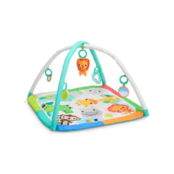 BRIGHT STARTS Tapis de sol éveil bébé évolutif pliable- Jungle Bleu- arche avec jouets sensoriels et musicaux, miroir