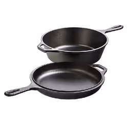 Lodge Cocotte 3L et poêle 26cm 2en1 en fonte Sain et sans PFAS Tous feux dont induction four & BBQ Made in USA