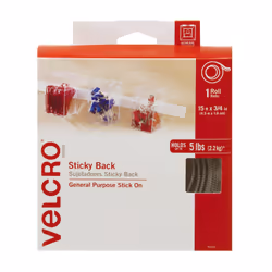 Velcro Sticky Back, Velcro, Blanc, 19,1 mm, 4,572 m, 1 pièce(s), Boîte avec crochet