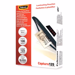 Fellowes Pochettes brillantes pour cartes 125 microns 54x86mm, Transparent, Plastique, 54 x 86 mm, 80 mm, 48 mm, 1 mm